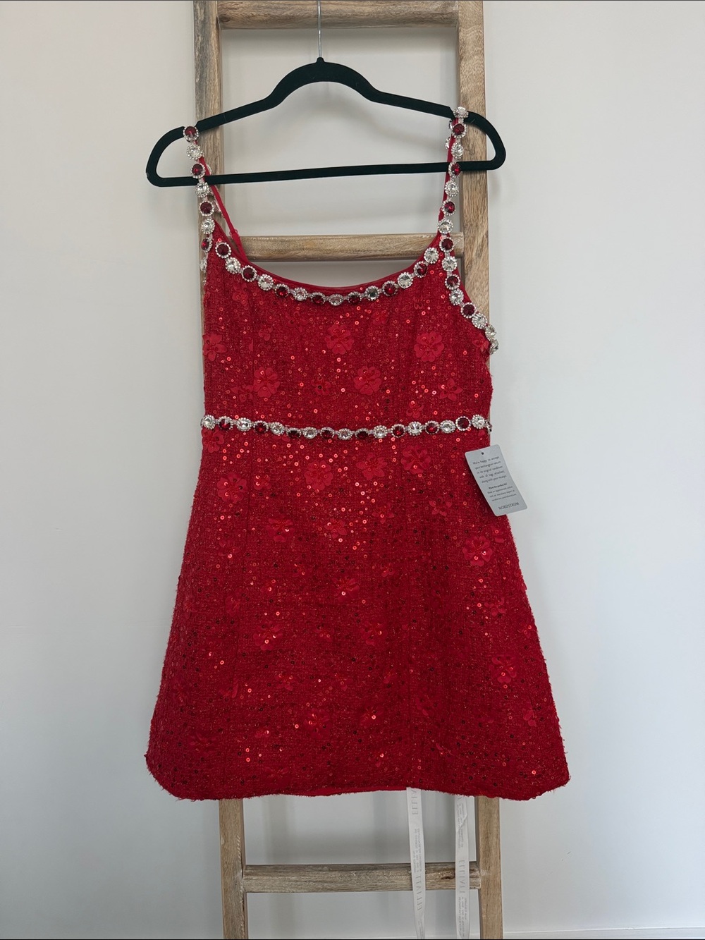 Elliatt Red Sequin Dress with Crystal Trim